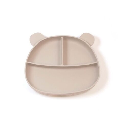 Assiette à succion en silicone Ourson Taupe