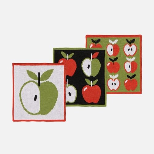 Lingettes en tricot motif Apple a Day, ensemble de 3