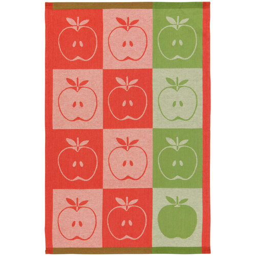 Linge à vaisselle jacquard rouge et vert Apple a Day