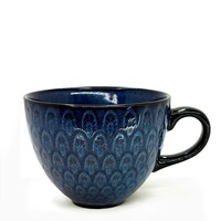 Blue Mug with Feather Pattern – 500 ml (17 oz)