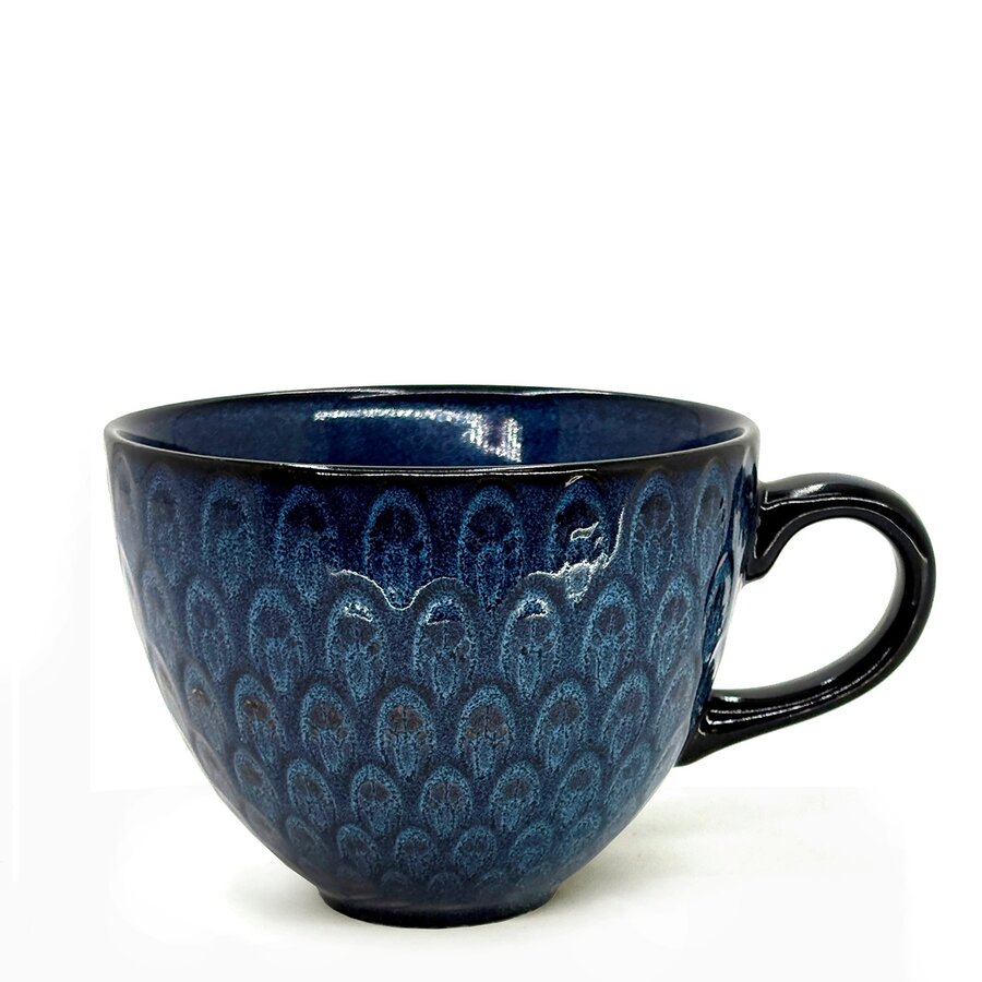 Tasse bleue motif de Plumes 500 ml - Photo 0