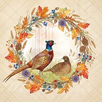 Serviettes de table cocktail en papier motif faisan et couronne