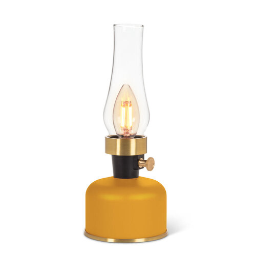 Lanterne LED effet cheminée - Ocre et doré