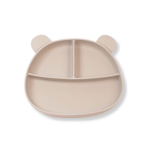 Assiette à succion en silicone ourson taupe