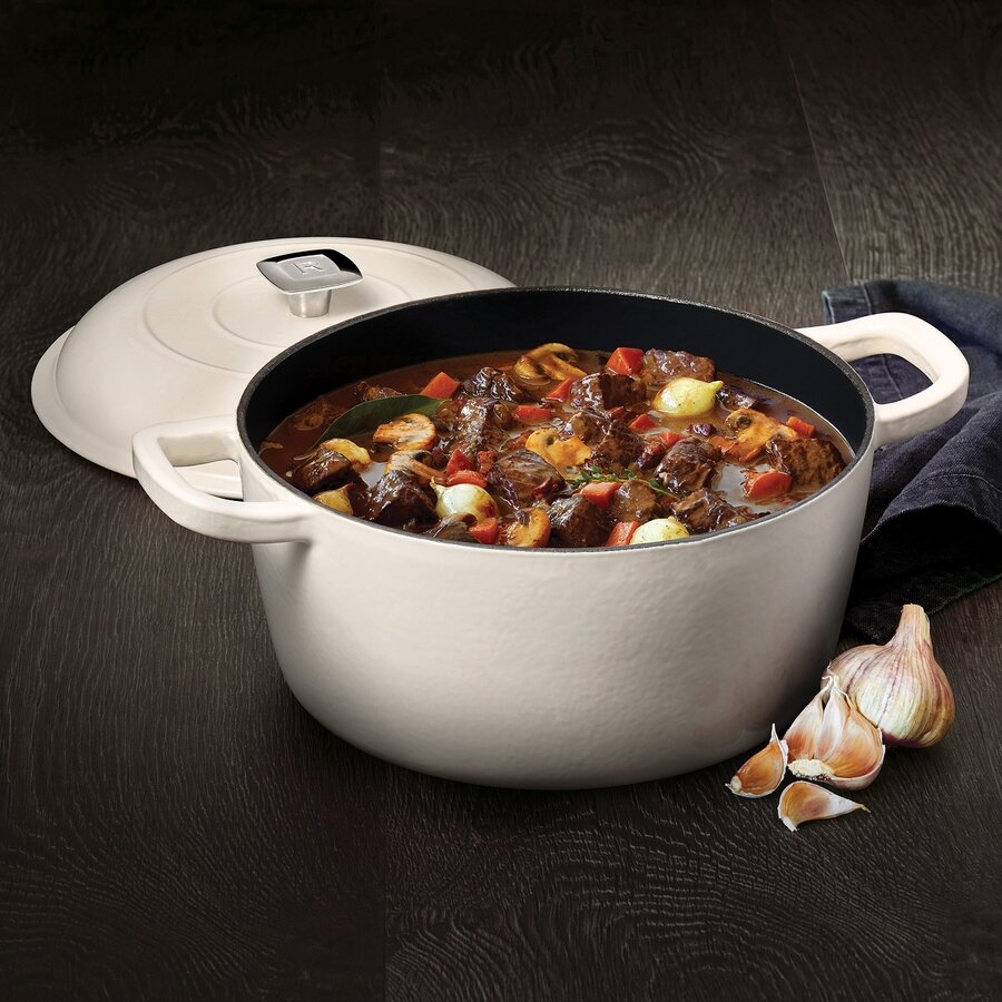 RICARDO White Enameled Cast Iron Dutch Oven, 4.73 L (5 qt) - Photo 1