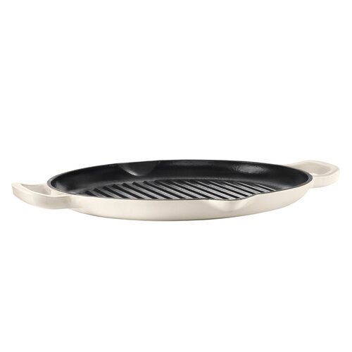 RICARDO White Enameled Cast Iron Grill Pan, 32 cm (12.5 in.)