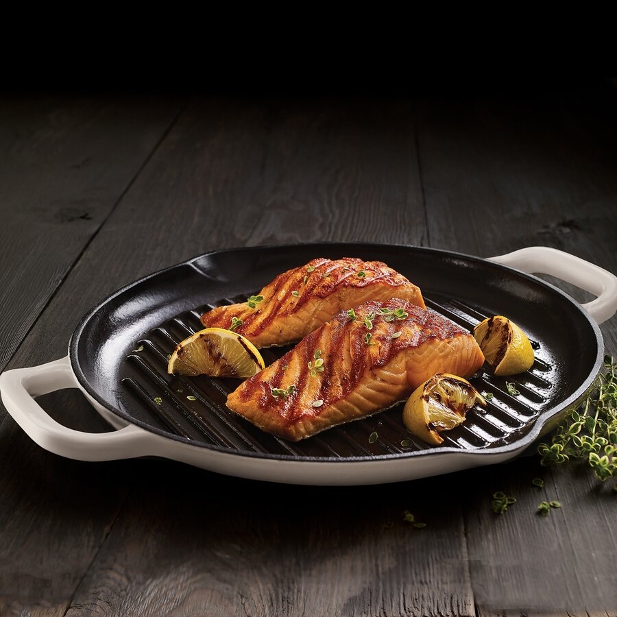 Poêle à griller blanche en fonte émaillée 32 cm RICARDO - Photo 1