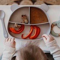 Assiette à succion en silicone ourson taupe