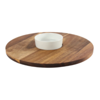 Acacia Lazy Susan with Ceramic Dish
