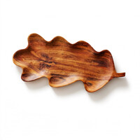 Acacia Long Platter with Oak Leaf Pattern