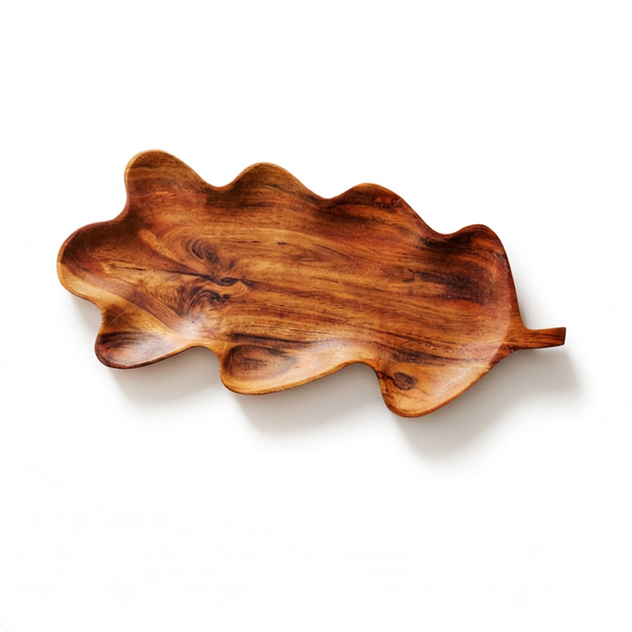 Acacia Long Platter with Oak Leaf Pattern - Photo 0