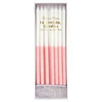 Chandelles à paillettes, rose pâle (16) - Meri Meri