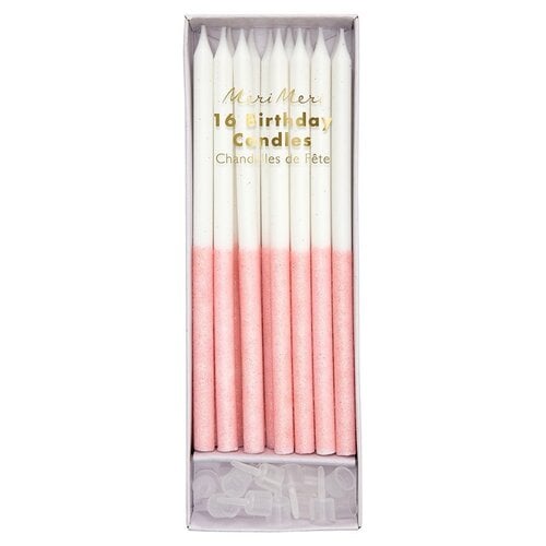 Chandelles à paillettes, rose pâle