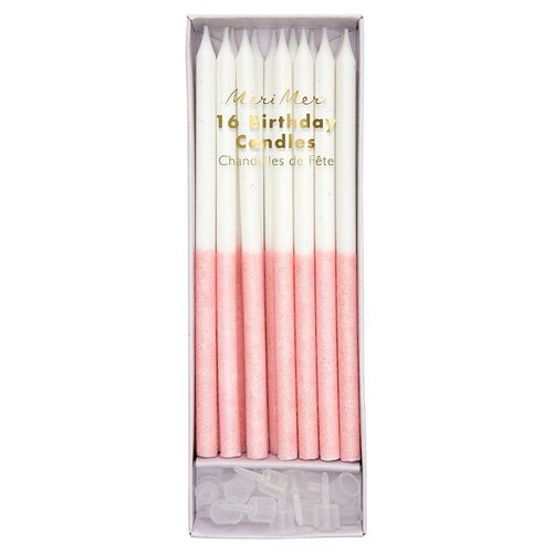 Pale Pink Glitter Dipped Candles