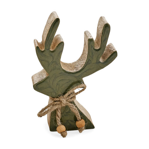 Decorative Green Enameled Wood Deer Head