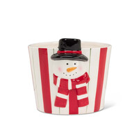 Cache-pot à rayures rouges Bonhomme de neige