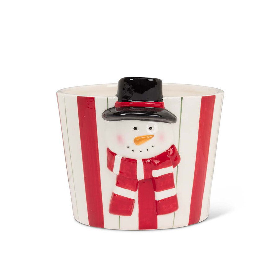 Red Striped Snowman Planter - Photo 0
