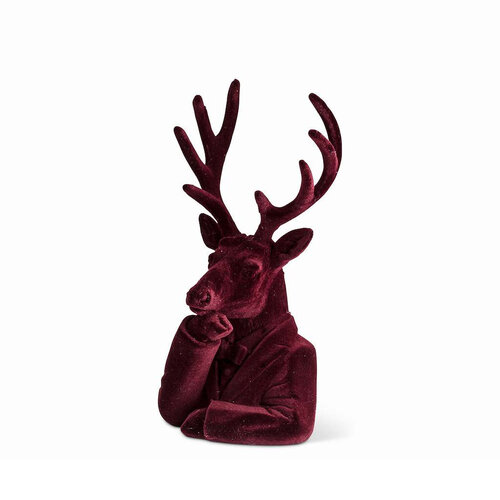 Decorative Burgundy Velvet Deer Bust