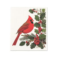 Swedish Dishcloth Cardinal and Holly