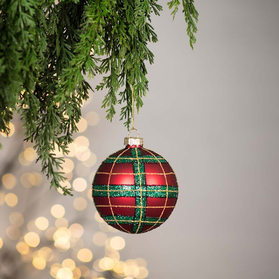 Ornement boule en verre Tartan - Photo 1
