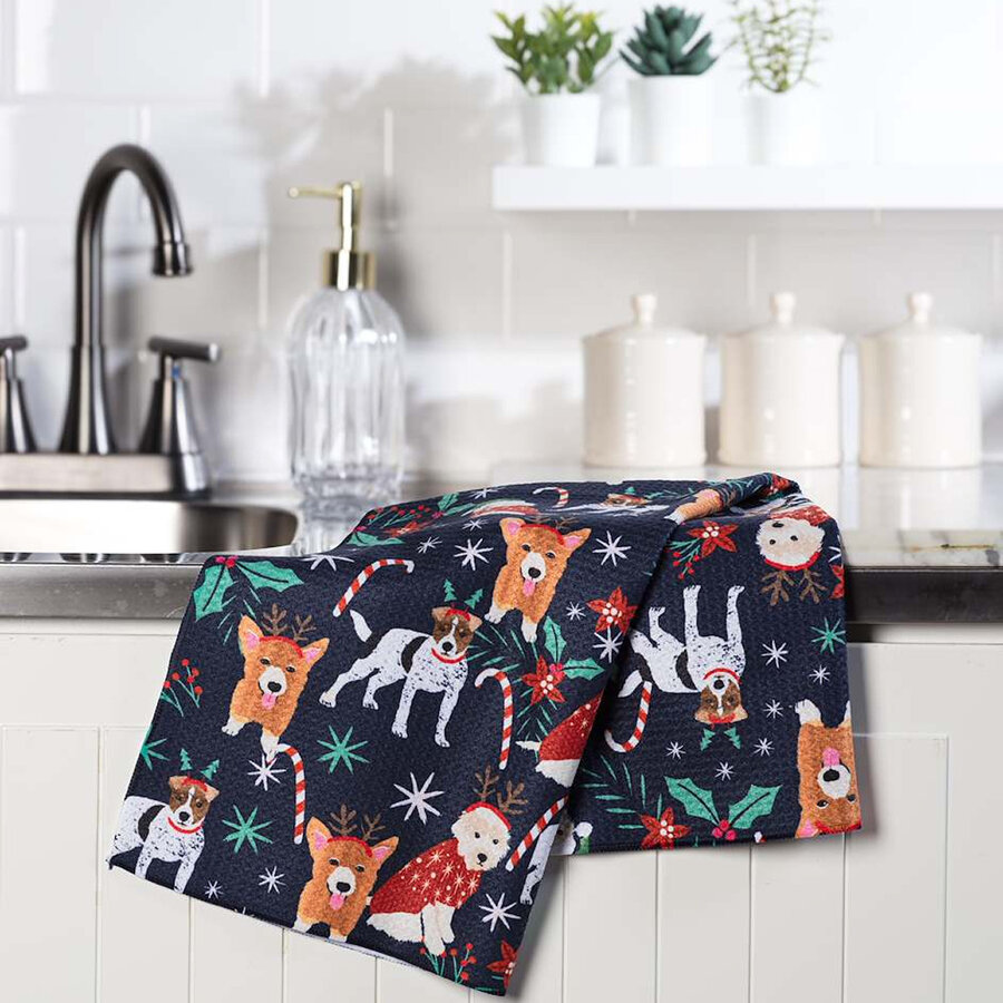 Linge à vaisselle Chiens Noël N026 - Photo 1