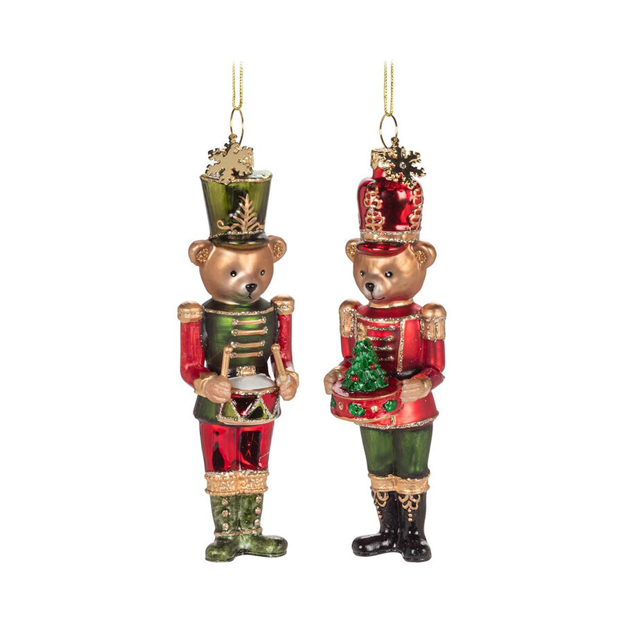 Nutcracker Bear Glass Ornament - Photo 0