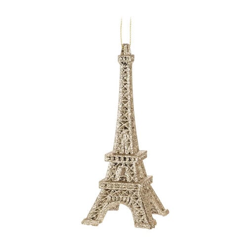 Ornement doré Tour Eiffel scintillante