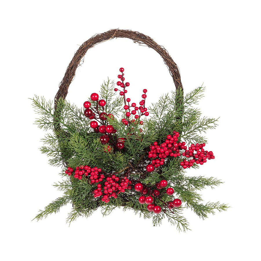 Basket with Pine Branches and Berries - Photo 0