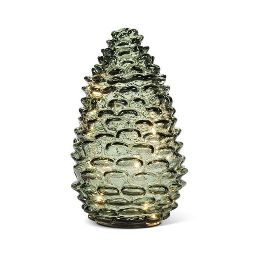 Large Green Glass LED Pine Cone