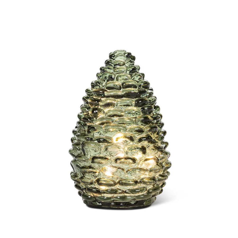 Pomme de pin en verre vert avec LED Moyen N026 - Photo 0