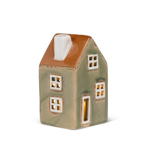 Porte-bougie Maison en céramique verte