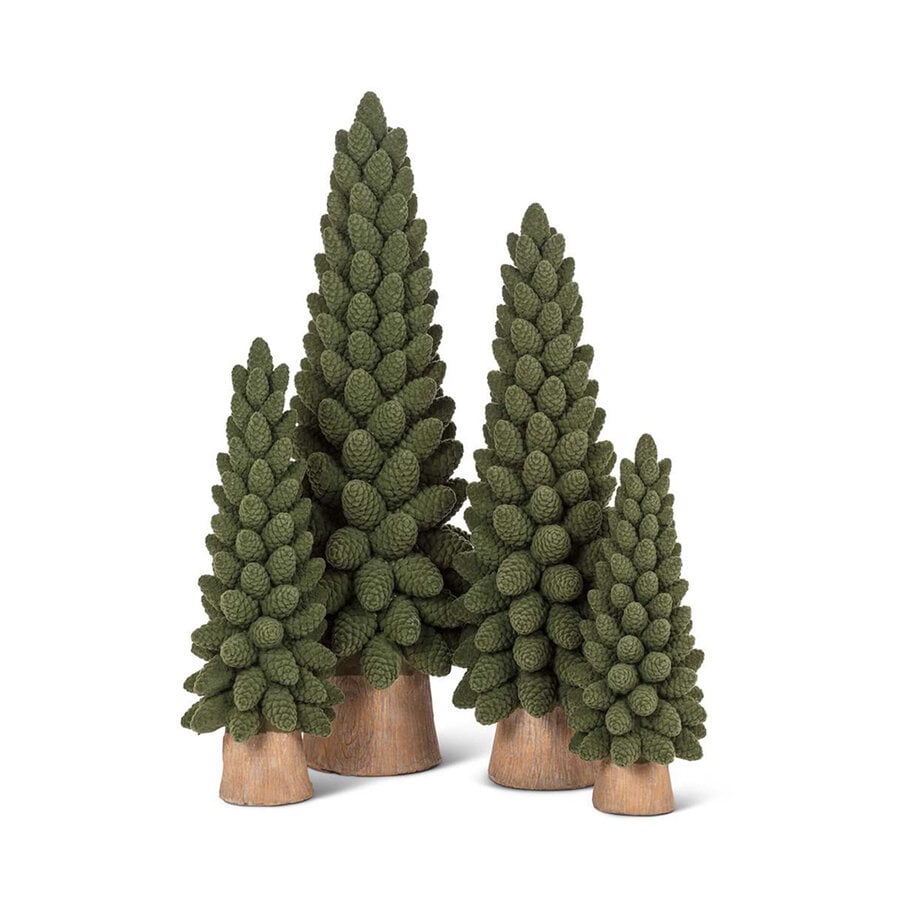 Grand sapin de Noël en velours vert à pommes de pin - Photo 1
