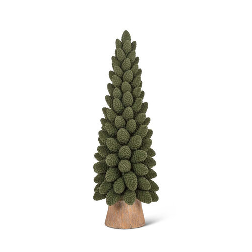 Large Green Velvet Christmas Tree with Pine Cones