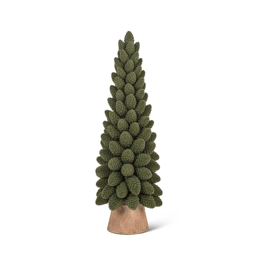 Grand sapin de Noël en velours vert à pommes de pin - Photo 0