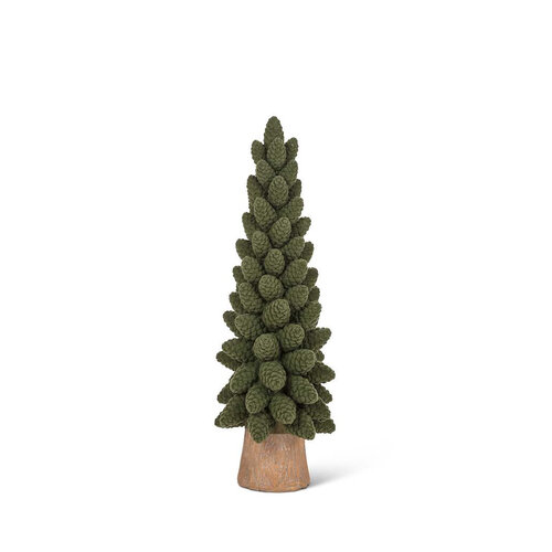 Sapin décoratif en velours vert à pommes de pin, moyen format