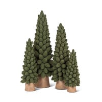 Small Green Velvet Christmas Tree with Pine Cones
