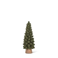 Small Green Velvet Christmas Tree with Pine Cones