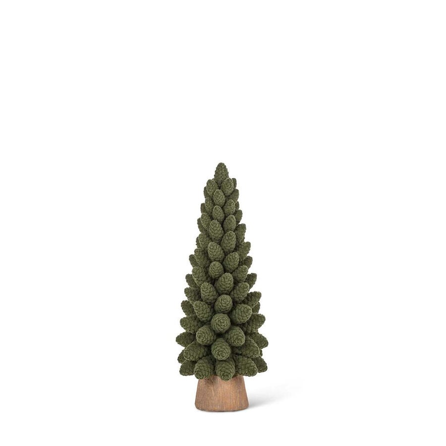 Petit sapin de Noël en velours vert à pommes de pin - Photo 2