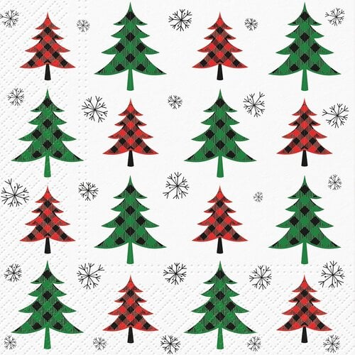 Plaid Pine Tree Paper Napkins