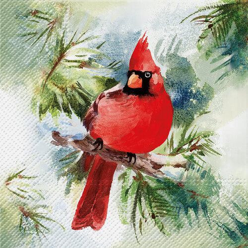 Paper Napkin Winter Cardinal