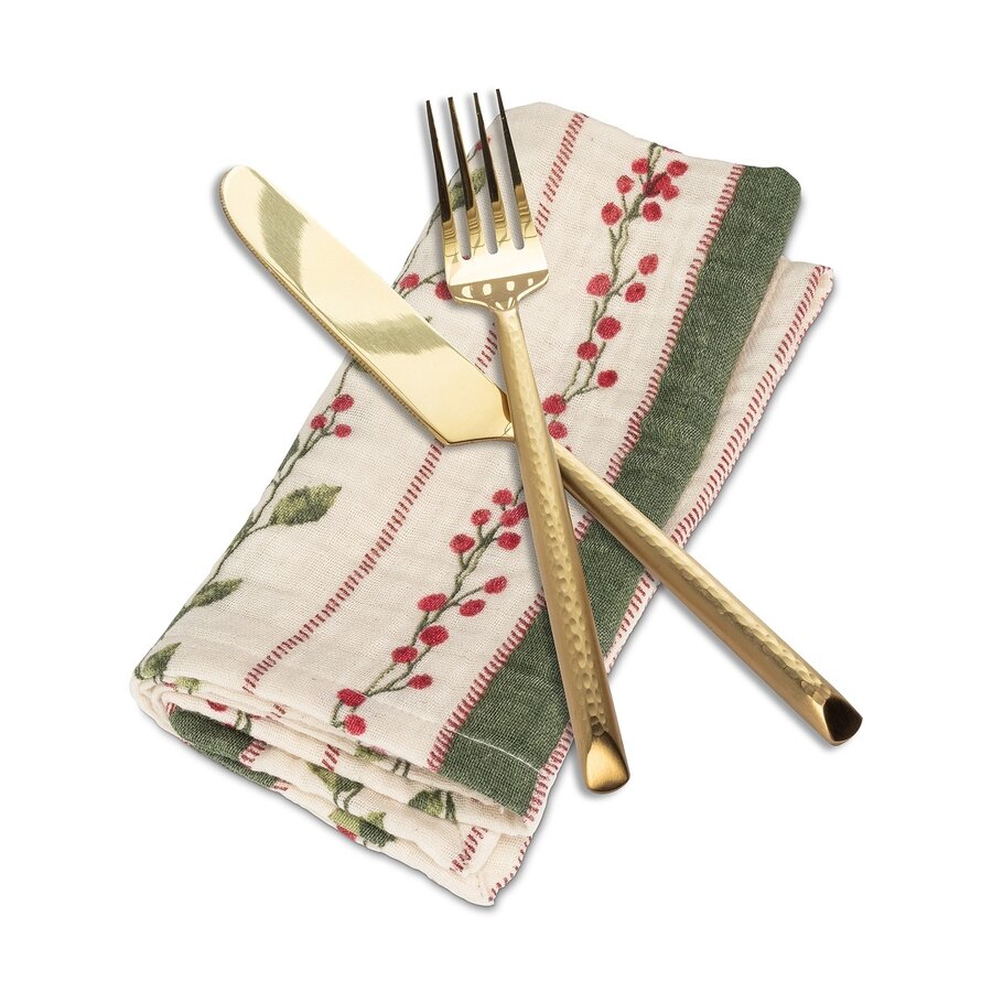 Serviette de table à rayure Houx - Photo 1