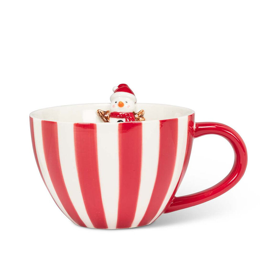 Red Striped Snowman Mug 12 oz - Photo 1