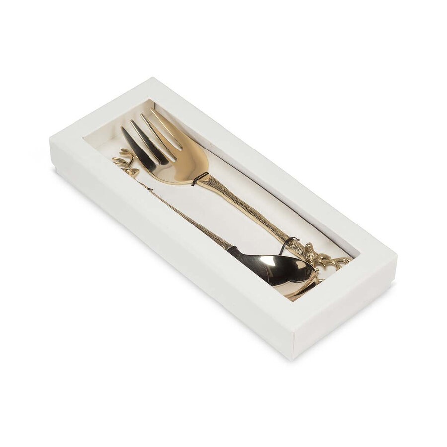 Couverts à salade Tête de renne doré - ensemble de 2 - Photo 1