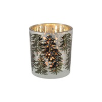 3-inch Frosted Glass Votive with Fir Trees