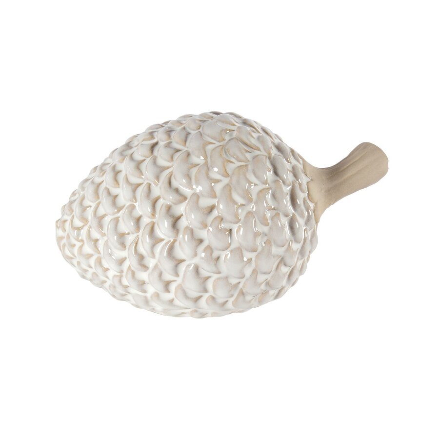 White Enameled Ceramic Decorative Pine Cone - Photo 0