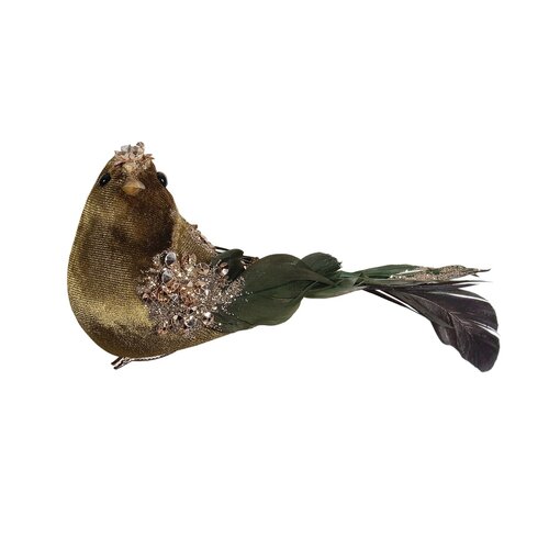 Ornement Oiseau en velours avec paillettes
