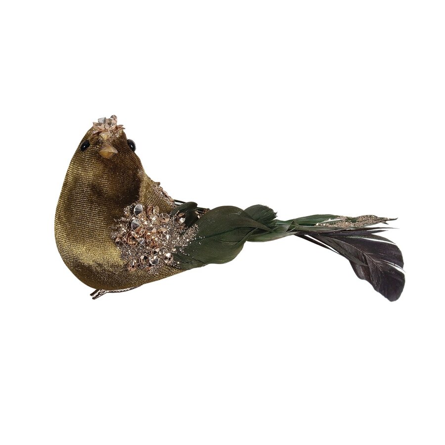 Ornement oiseau velours avec paillettes N026 - Photo 0