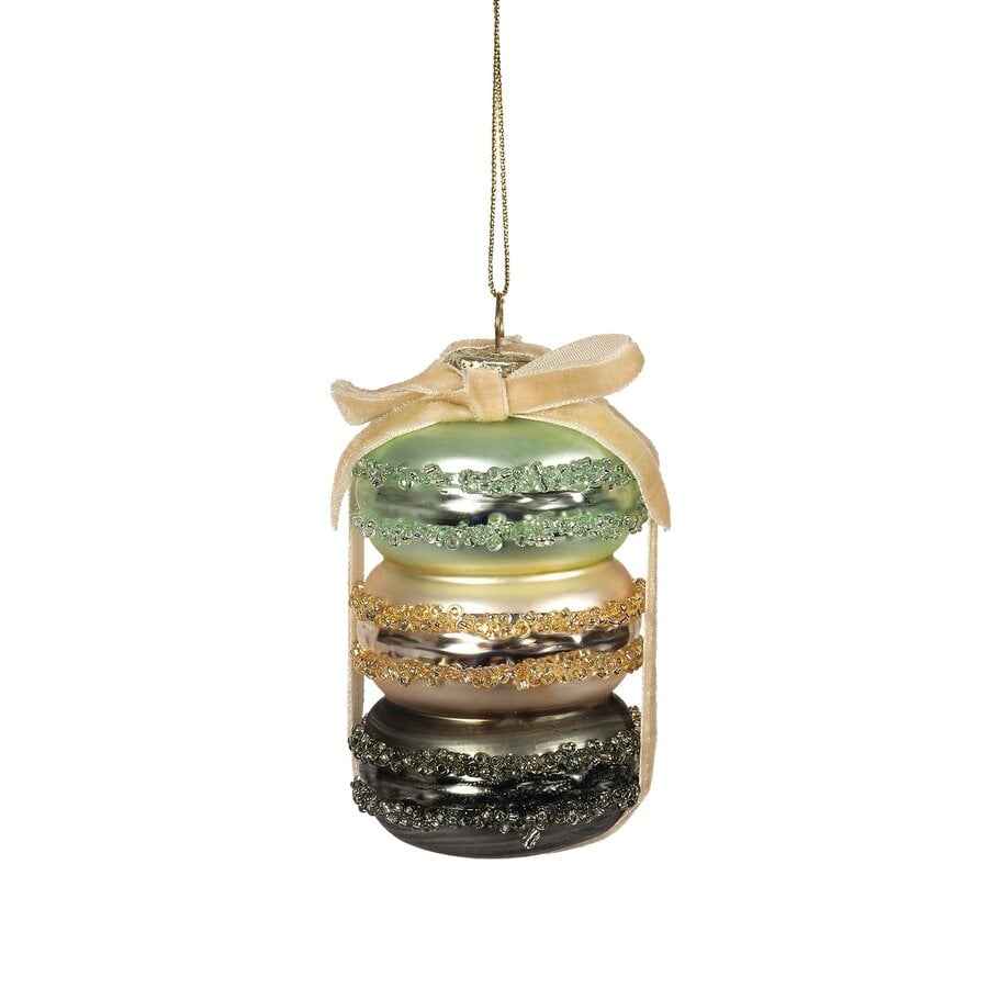 Green Macaron Ornament with Velvet Ribbon - Photo 0