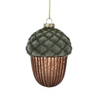Ornement Gland en verre brun mat avec feutre vert
