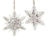 White Metal Snowflake Ornament Assorted